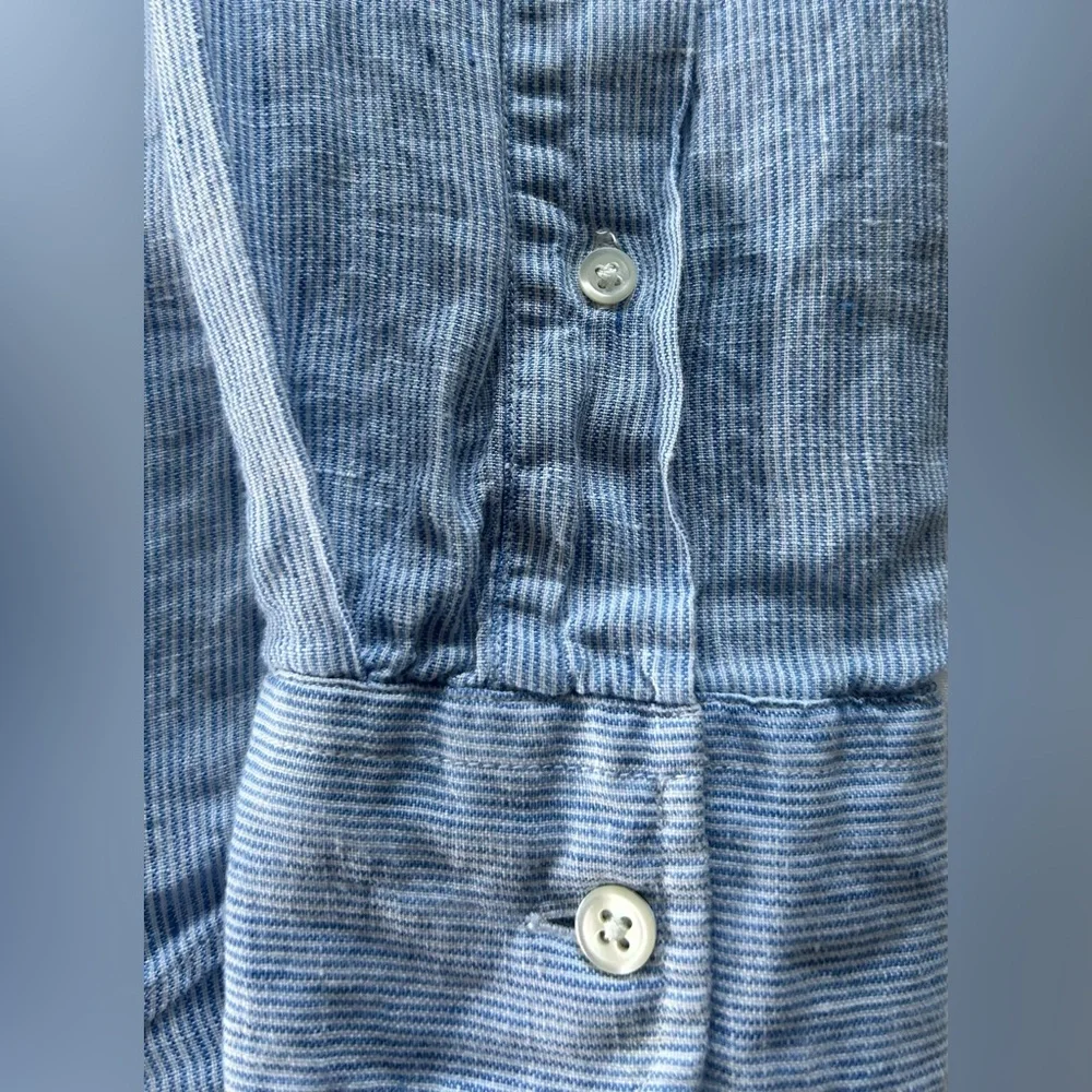 Vineyard Vines Classic Fit Tucker Long Sleeve Blue Linen Shirt, Small - Picture 5 of 5